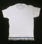 Hebrew Israelite T-Shirt w/ Thin White Fringes - SIZE MEDIUM ONLY (WHITE)