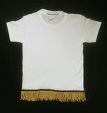 Camiseta hebrea israelita con flecos dorados - TALLA XL SOLAMENTE (BLANCO)