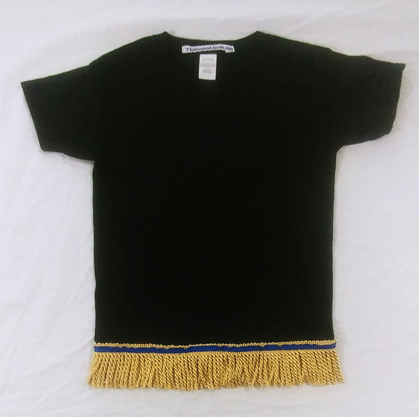 Hebrew Israelite T-Shirt w/ Premium Gold Fringes (Black)