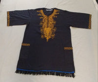 Hebrew Israelite Embroidered Shirt w/ Fringes  (Black)