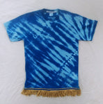 Hebrew Israelite Shirt w/ Premium Gold Fringes  (Tie-Dye Blue)