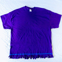 Hebrew Israelite Berry T-shirts with Fringes, blue ribbon