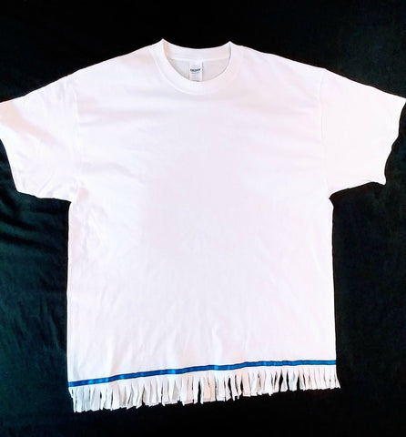 Hebrew Israelite T-Shirt w/ Fringes (White) on Sale S / Ribbon+Fringes