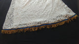 Falda de encaje de algodón israelita hebrea con flecos dorados o blancos