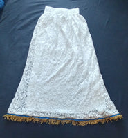 Hebrew Israelite Cotton Lace Skirt w/ Gold or White Fringes