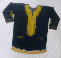 Hebrew Israelite Embroidered Denim Tunic-Style Dashiki & Pants Set