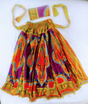 Falda hebrea israelita (estampado africano) con flecos dorados y diadema a juego