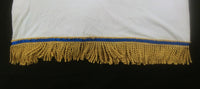 Camiseta hebrea israelita con YHWH (en hebreo antiguo) y Menorá Sagrada con flecos dorados o plateados premium