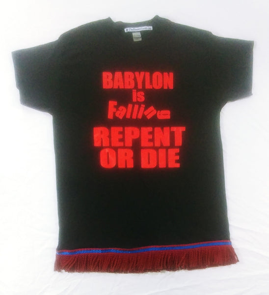 Hebrew Israelite REPENT OR DIE T-Shirt w/ Fringes