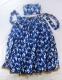 Hebrew Israelite (Blue/Black/White Camo) Skirt w/ Gold or White Fringes & Matching Headwrap