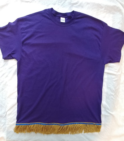 Hebrew Israelite T-Shirt w/ Premium Silver Fringes (Dark Blue)