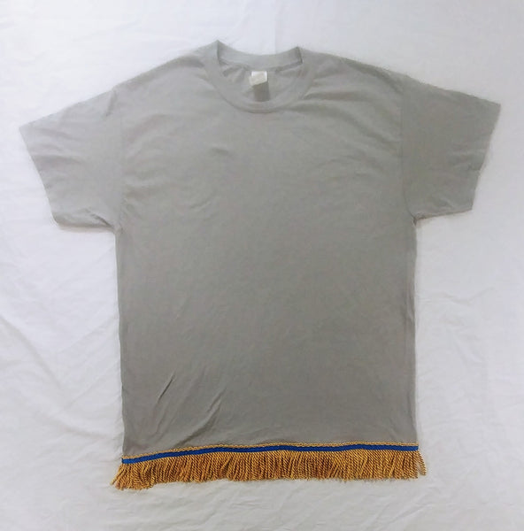 Camiseta hebrea israelita - Gris con flecos dorados - TALLA GRANDE SOLAMENTE