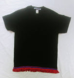 Camiseta hebrea israelita - Negra con flecos rojos - TALLA GRANDE SOLAMENTE