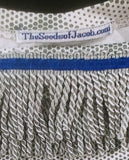 Camisa hebrea israelita (camuflaje blanco) con flecos plateados premium