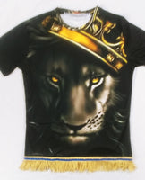 Camisa hebrea israelita (negro real) León de Judá con flecos