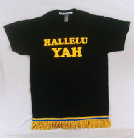 Camiseta hebrea israelita HalleluYAH con flecos dorados o negros premium