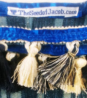Hebrew Israelite 'Antique Indigo Fabric' Holy Garment w/ Tassel Fringes & Matching Belt/Headwrap