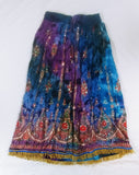 Hebrew Israelite Long Skirt w/ Sequins & Gold Fringes (Blue/Purple)