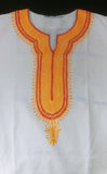 Hebrew Israelite Embroidered Dashiki w/ Premium Gold Bullion Fringes (White)