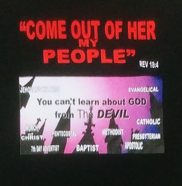 Hebrew Israelite T-Shirt w/ Fringes: "Come Out of Her My People"