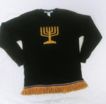 Camiseta hebrea israelita (manga larga) Holy Menorah con flecos