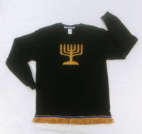 Hebrew Israelite (Long-Sleeve) Holy Menorah T-Shirt  w/ Fringes
