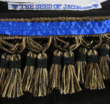 Prenda de lino sagrado israelita hebrea (negro) con borlas o flecos de lingotes