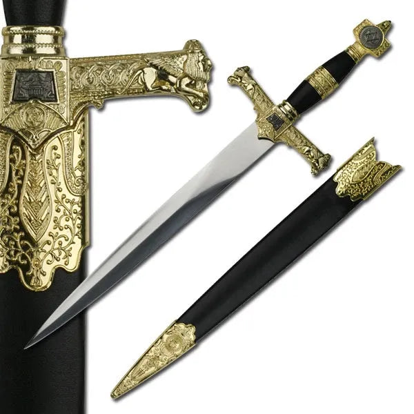 Espada corta/daga del rey Salomón con funda de cuero