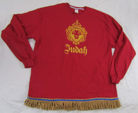 Camiseta Lion of Judah (manga larga) con flecos premium (rojo) - ¡EN OFERTA $5.00 DE DESCUENTO!