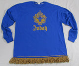 Camiseta Lion of Judah (manga larga) con flecos premium (azul) - ¡EN OFERTA $5.00 DE DESCUENTO!