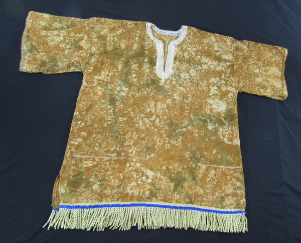Hebrew Israelite Tie-Dyed Embroidered Shirt w/ Fringes & Matching Pants