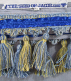 Prenda de lino sagrado israelita hebrea (gris) con borlas o flecos de lingotes